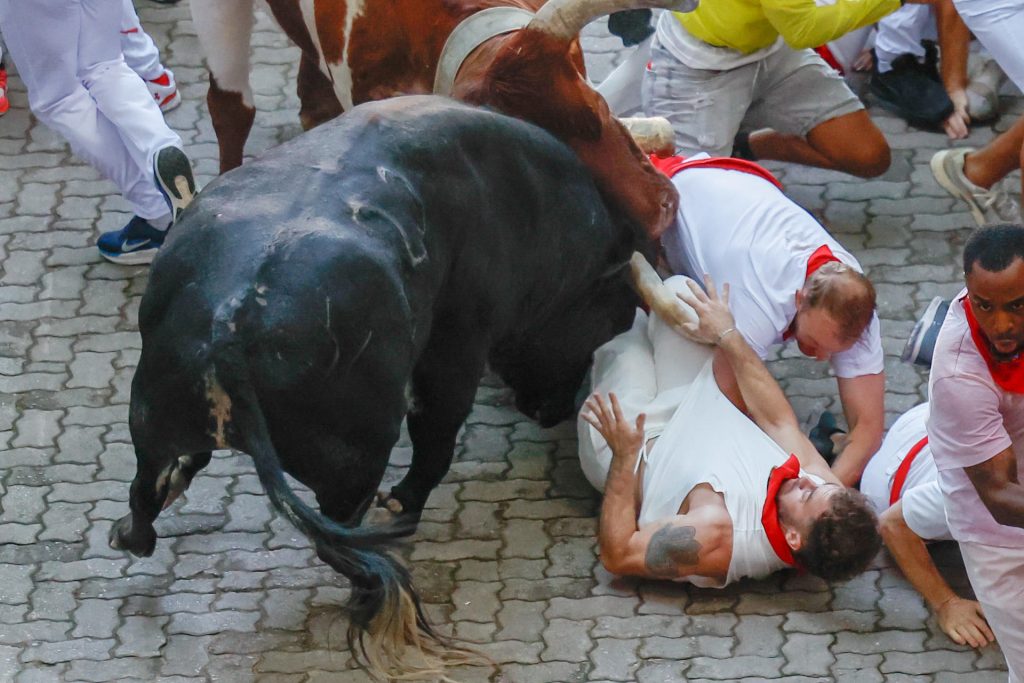 Segundo encierro de toros de los sanfermines de Pamplona (España). EFE EFE/ Jesús Diges