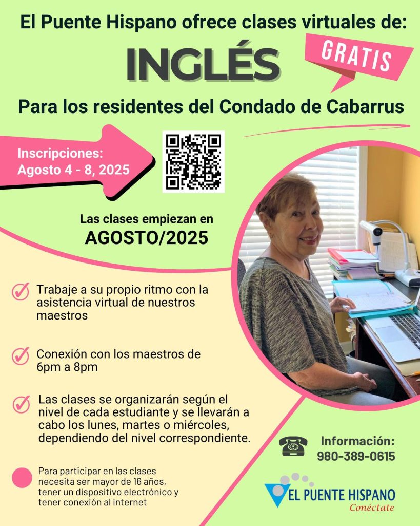 Clases de inglés gratis y en línea para personas de Cabarrus | Qué Pasa
