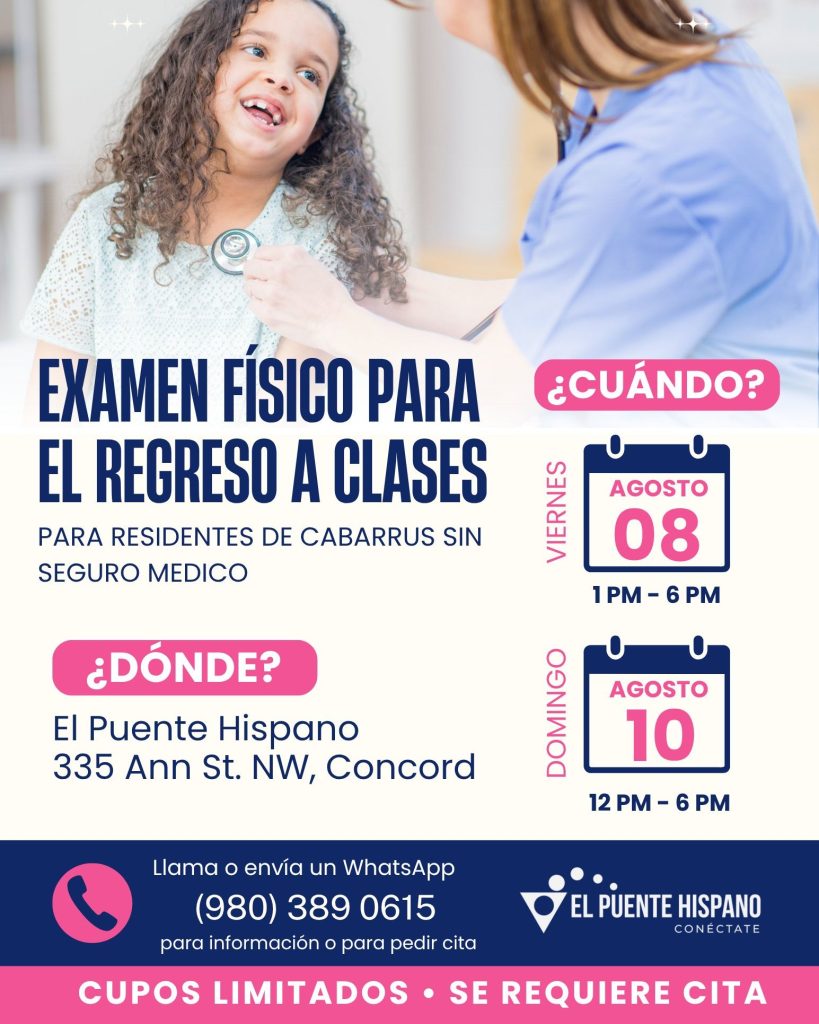 Exámenes médicos gratis para el regreso a clases en Cabarrus
