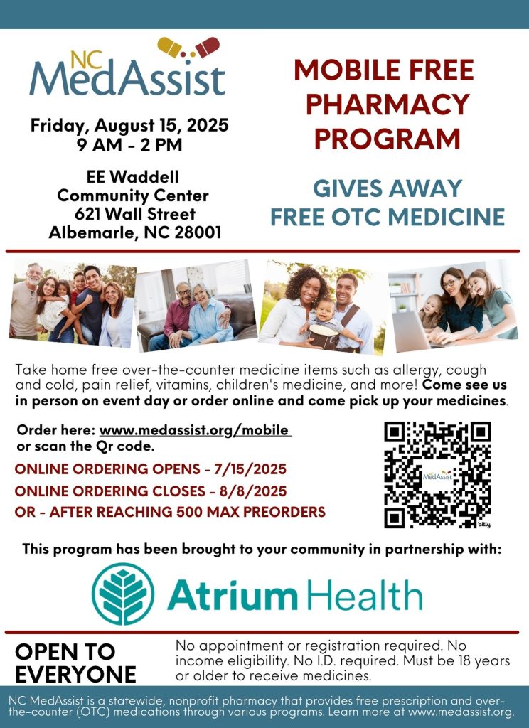 Aprovecha el evento de medicinas gratis en Albemarle