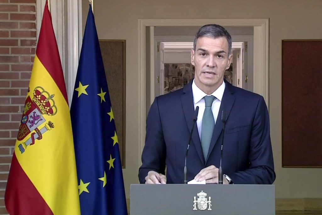 Captura de video de la señal institucional de la comparecencia del presidente del Gobierno español, Pedro Sánchez. EFE/Moncloa -SOLO USO EDITORIAL/SOLO DISPONIBLE PARA ILUSTRAR LA NOTICIA QUE ACOMPAÑA (CRÉDITO OBLIGATORIO)-