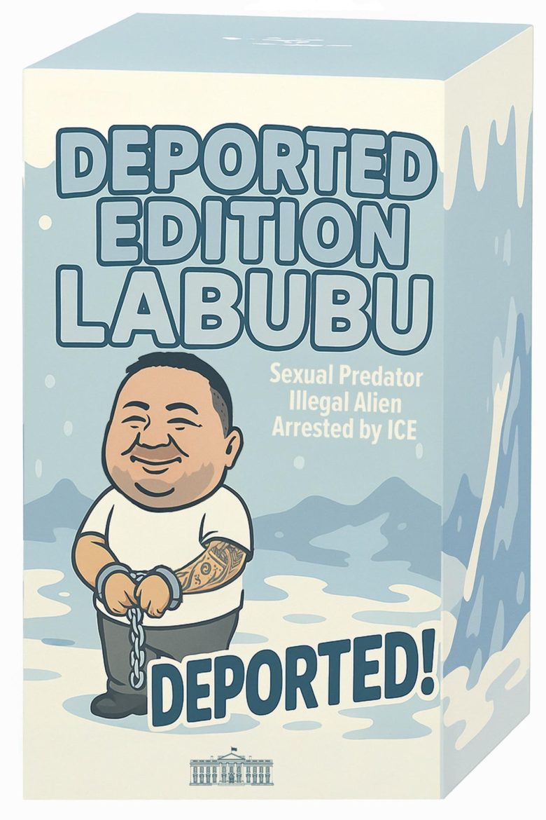 Imagen tomada de la cuenta oficial @WhiteHouse en la red social X donde se observa una ilustración de un muñeco Labubu inspirado en un migrante deportado. EFE/ @whitehouse