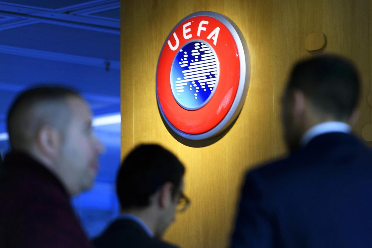 Logo de la UEFA en su sede en Nyon, Suiza. EFE/(ARCHIVO)/ EPA/LAURENT GILLIERON 