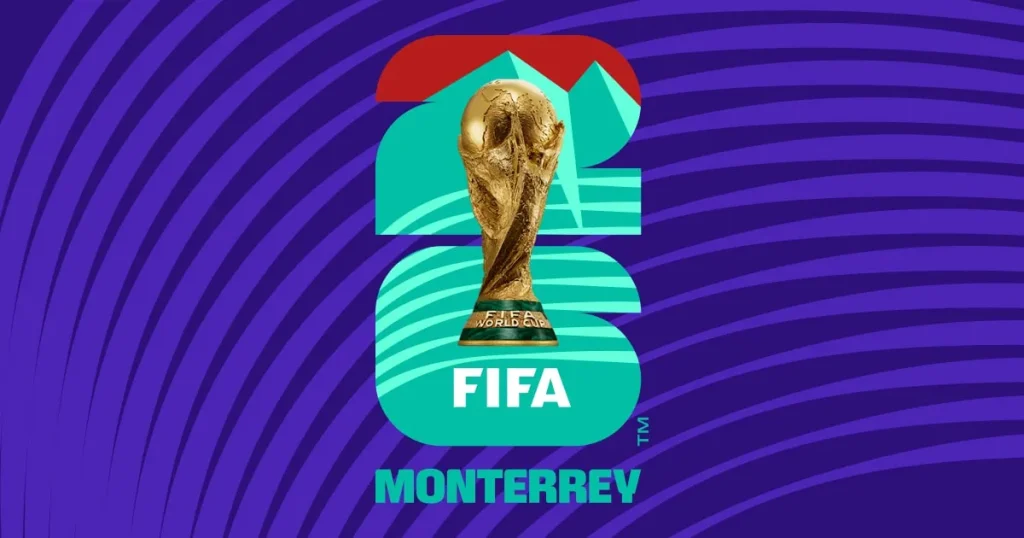 Logo de la FIFA y la sede de Monterrey para el Mundial de Fútbol de 2026