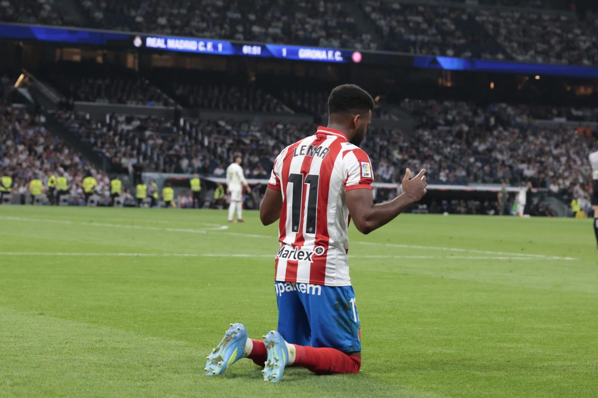 Lemar celebra el 1-1. EFE/ Juanjo Martin 