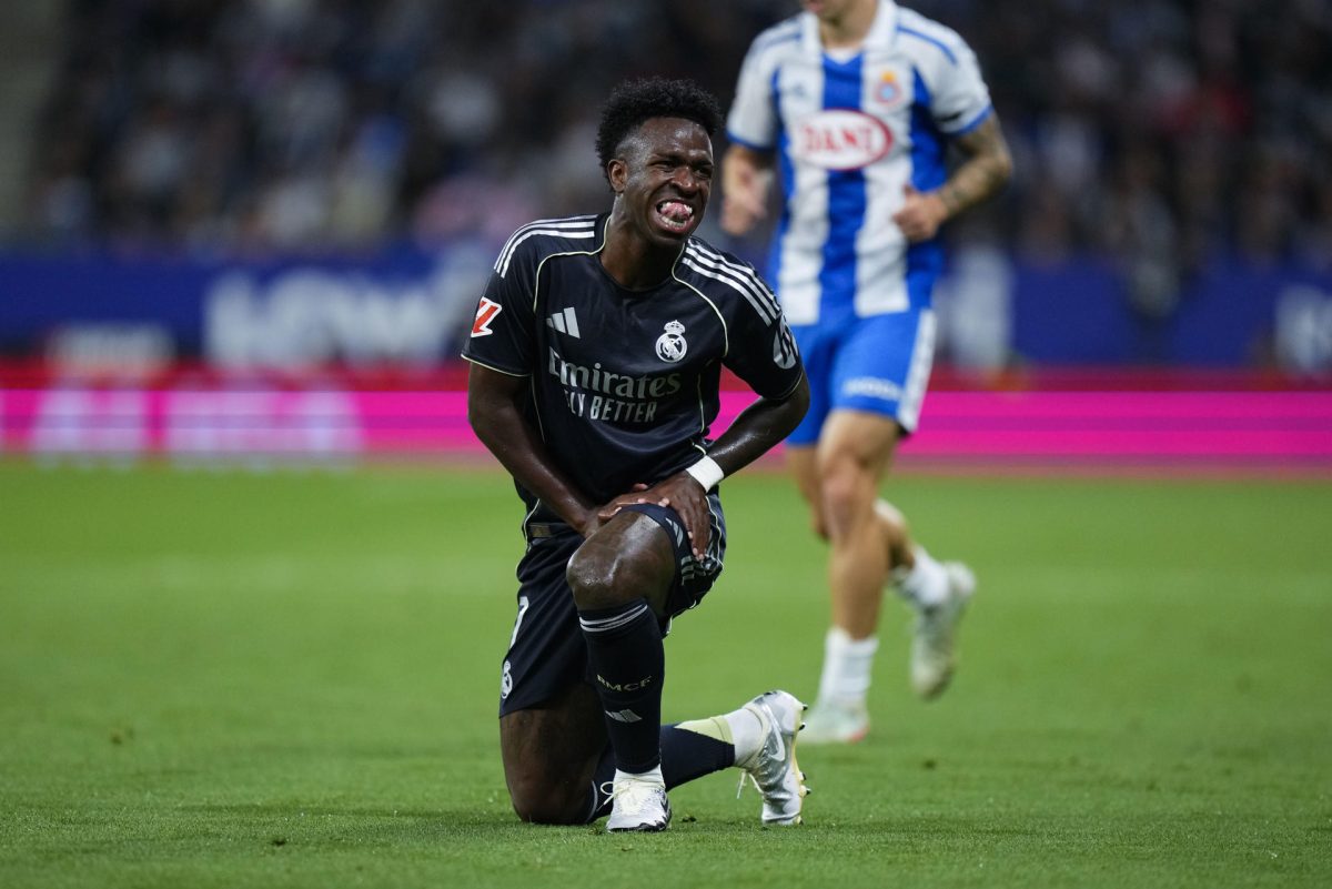 El delantero del Real Madrid Vinicius Junior, durante el partido de LaLiga de fútbol que RCD Espanyol y Real Madrid disputan este domingo en el RCDE Stadium, en Barcelona. EFE/Siu Wu 