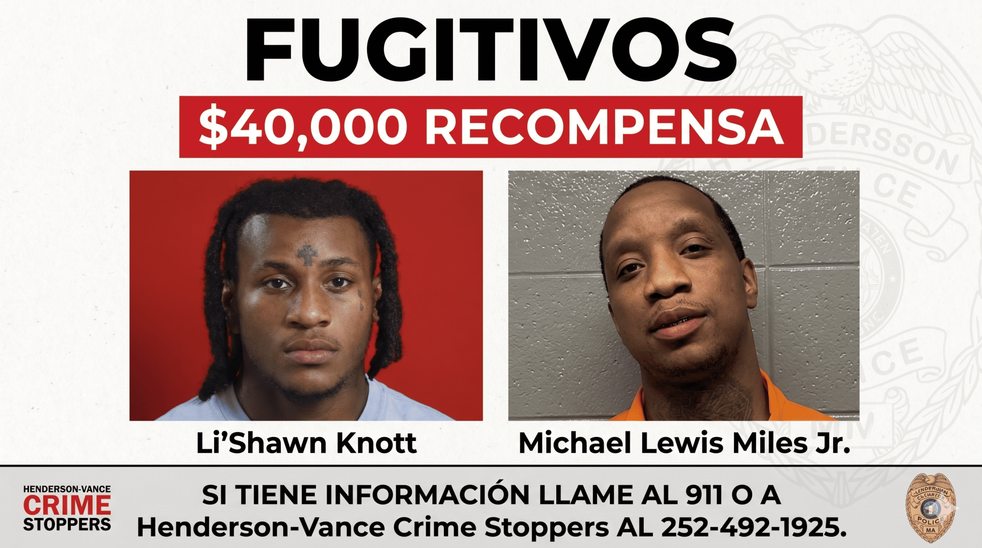 Capturan en Asheville a los dos fugitivos de la cárcel de Vance | Qué Pasa